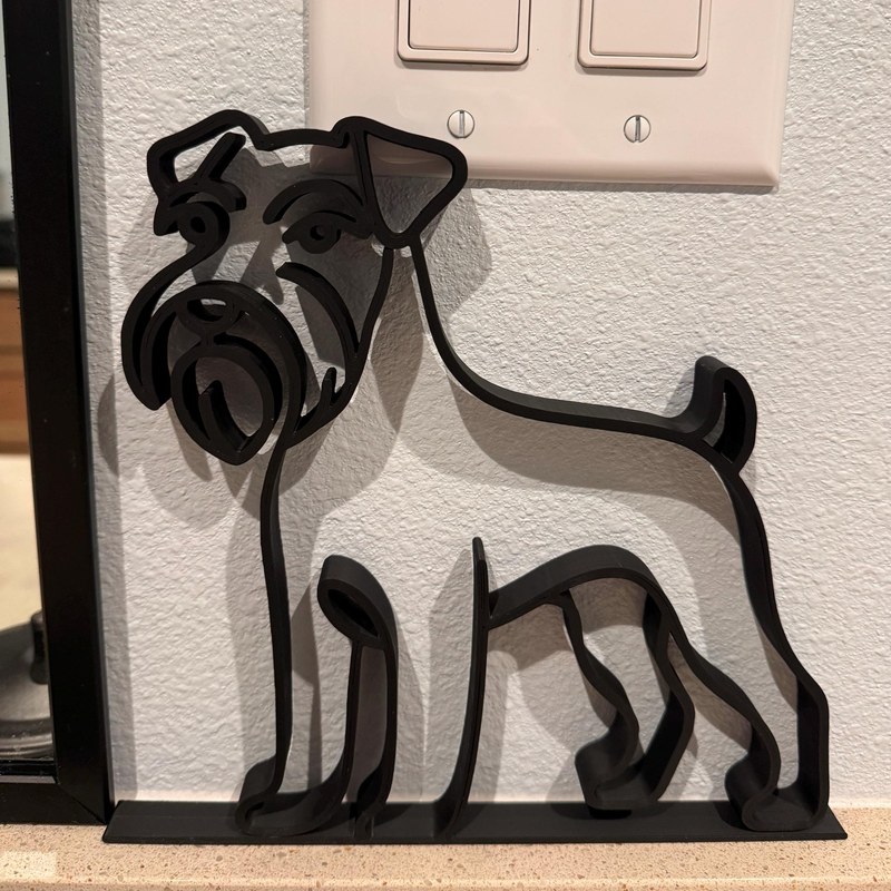 Customer photo of schnauzer sculpture on a counter
